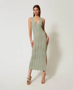 TWINSET Midi Lurex knit midi fitted dress