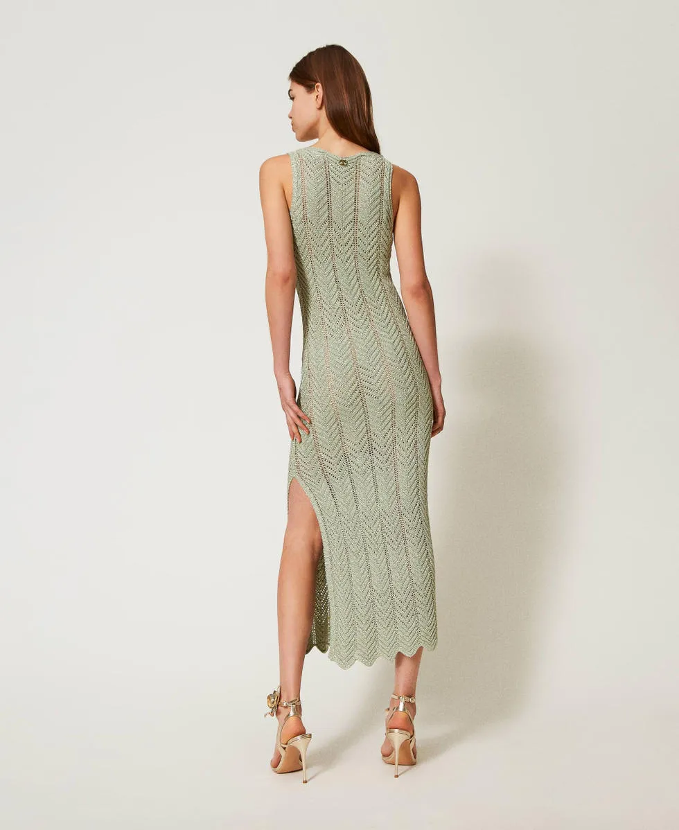 TWINSET Midi Lurex knit midi fitted dress