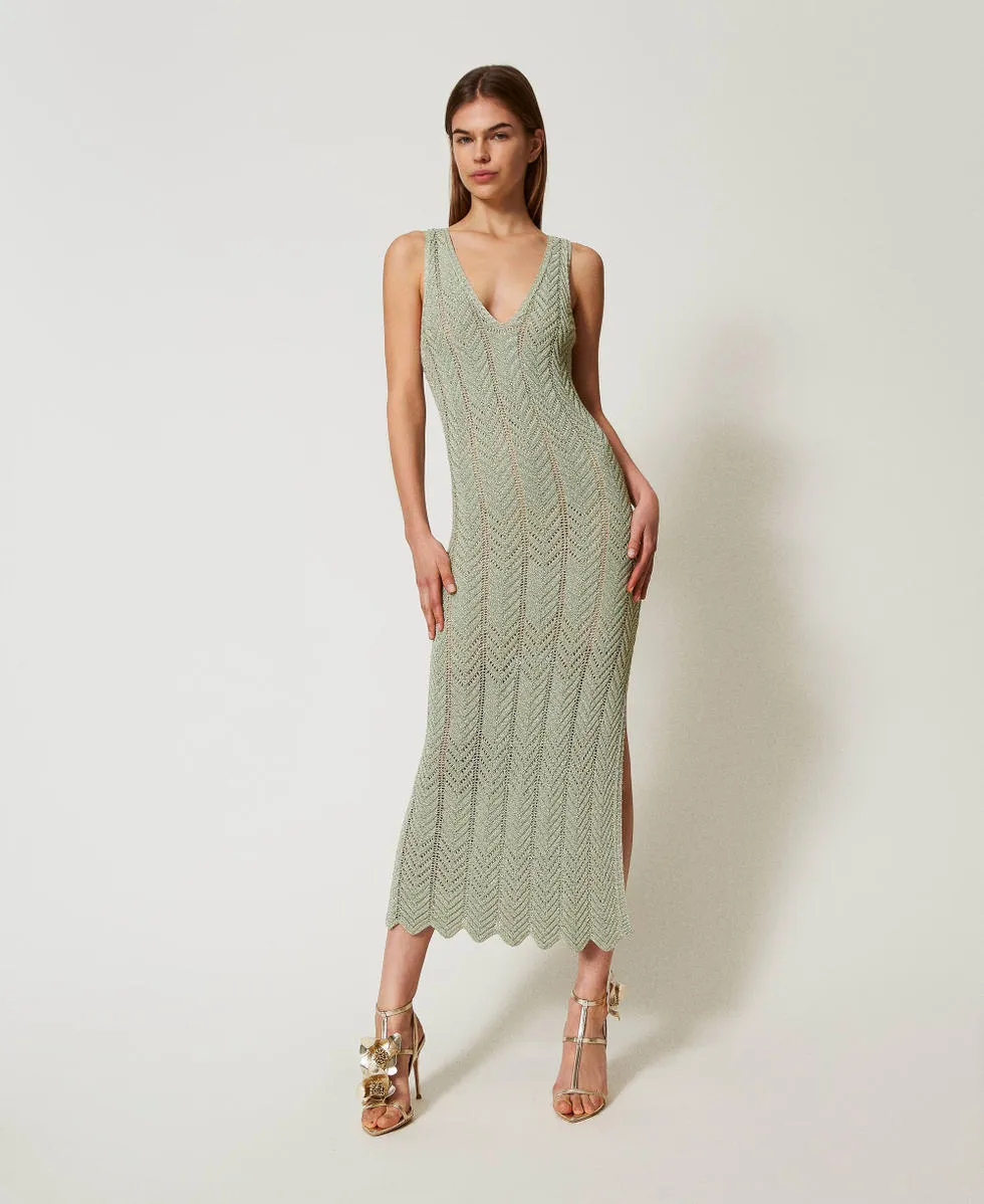 TWINSET Midi Lurex knit midi fitted dress