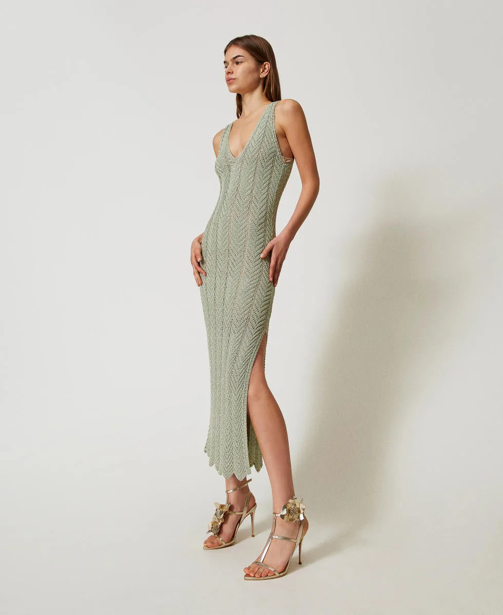 TWINSET Midi Lurex knit midi fitted dress