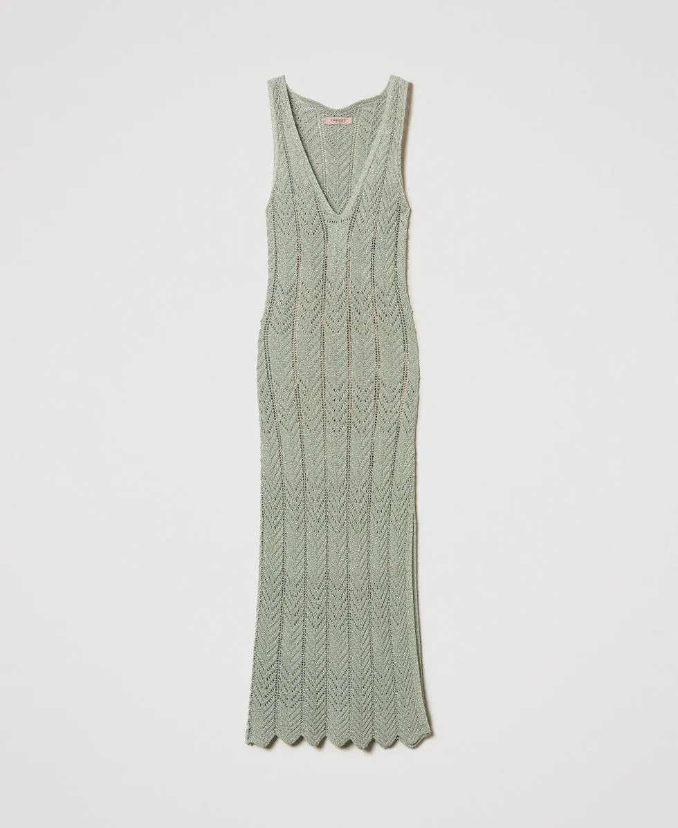 TWINSET Midi Lurex knit midi fitted dress