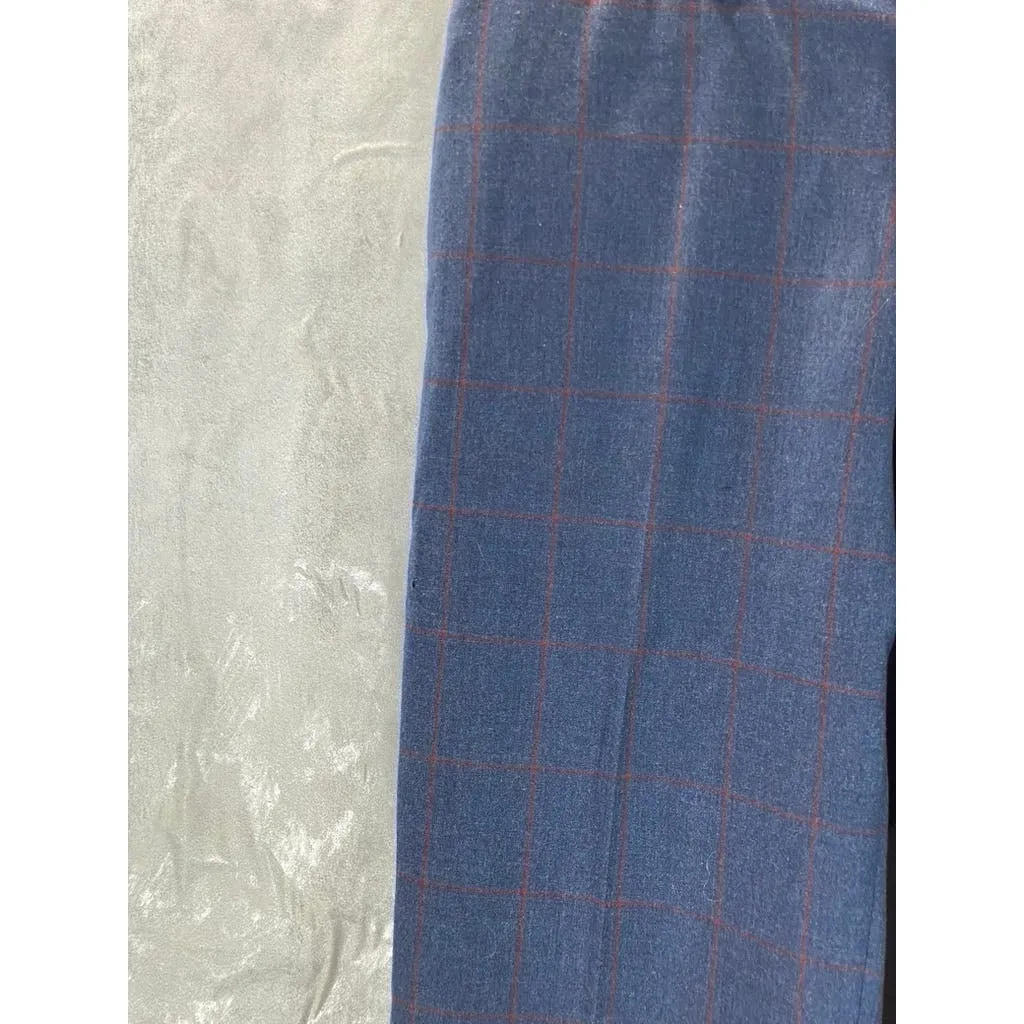 UNBRANDED Men's Blue Windowpane Straight-Leg Flat-Front Dress Pants SZ 38x30